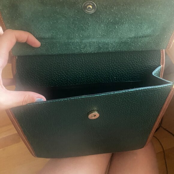 Vintage Dooney & Bourke satchel handbag green leather 8x10 - Picture 6 of 10